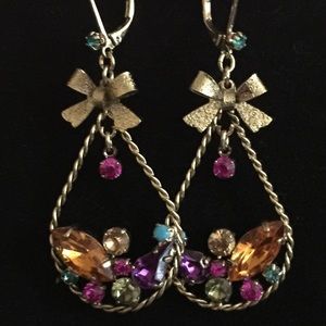 Betsey Johnson Crystal Multicolor Drop Earrings